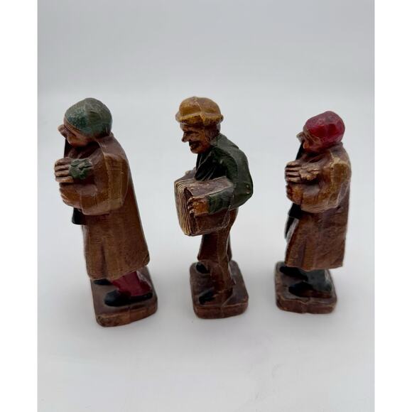 Vintage 1920-40s Lot Of 3 Syroco Carved Musicians Accordion Clarinet Players - Picture 4 of 5